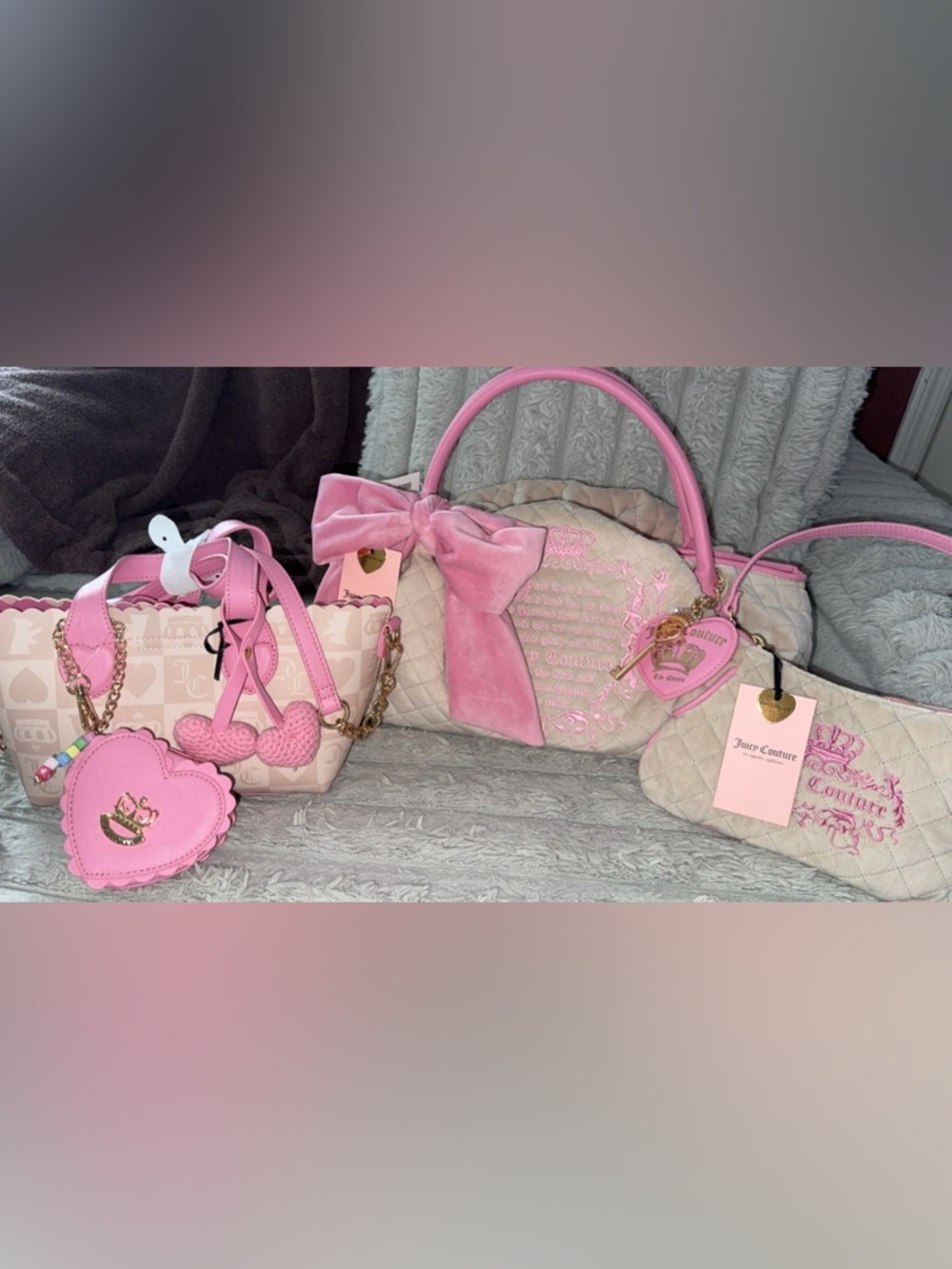 Juicy Couture Tale Bowlers Daydreamer Handbag Wristlet Mini Bag Bundle BNWT!